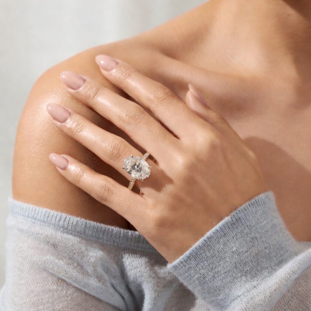 Ovaler Diamant Verlobungsring Hailey Bieber Engagement Ring