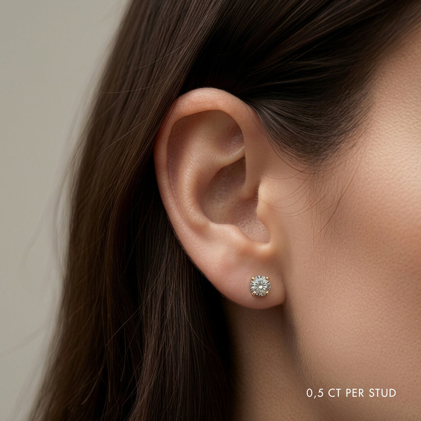 0,5ct diamantohrringe pro Stein, in total 1 karat diamantohrstecker in 18k gold