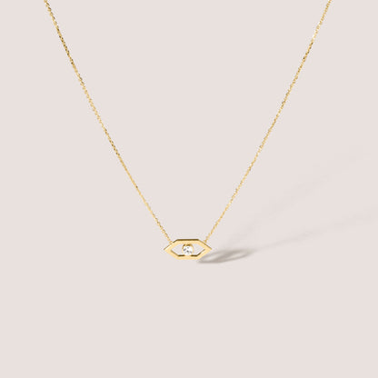 YE ME Goldkette mit schützendem Augenmotiv und Diamant