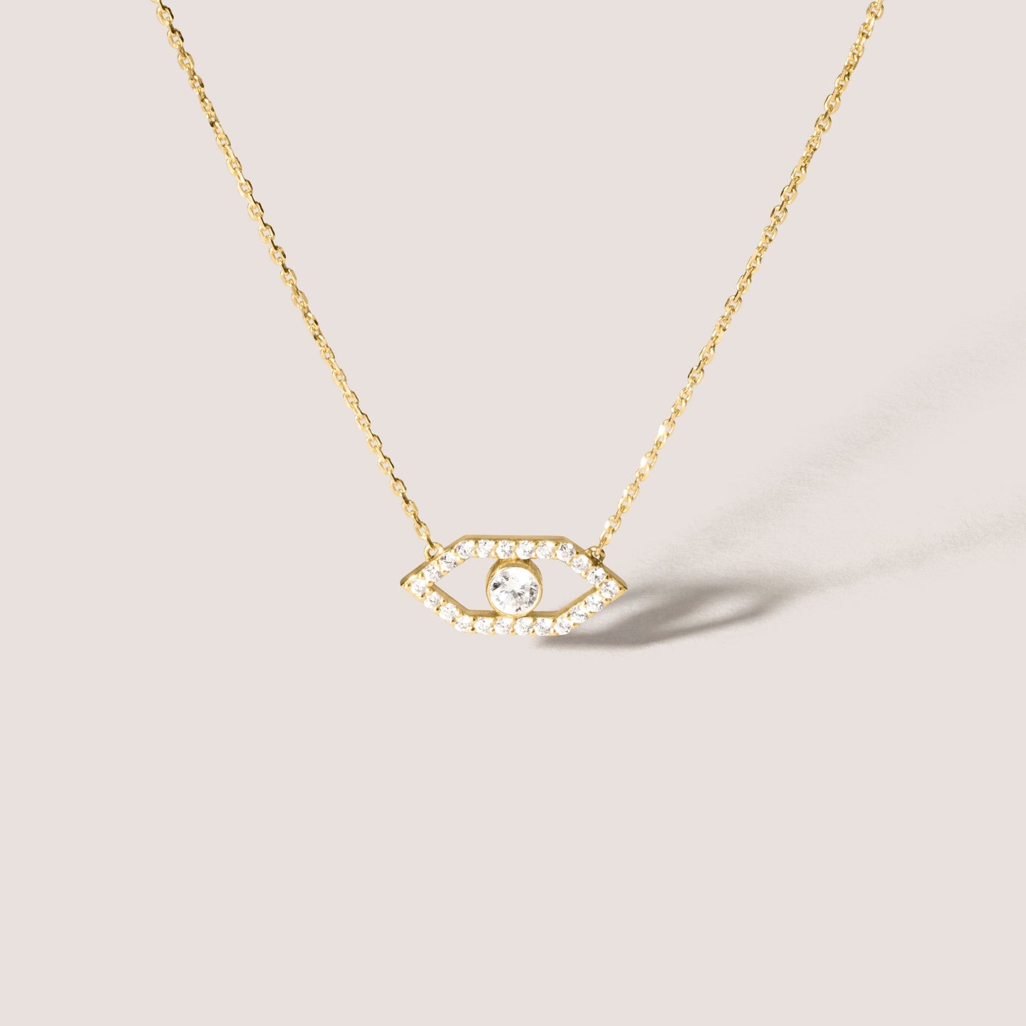 EYE ME Pavé Diamant Halskette mit Augenmotiv aus 18 Karat Gold