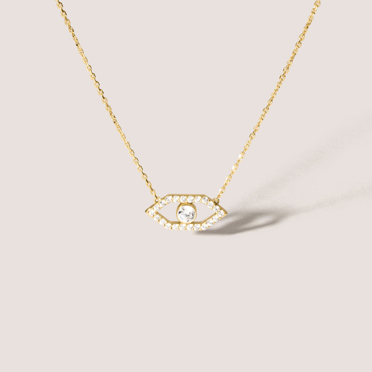 EYE ME Pavé Diamant Halskette mit Augenmotiv aus 18 Karat Gold