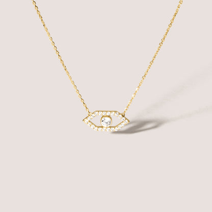 EYE ME Pavé Diamant Halskette mit Augenmotiv aus 18 Karat Gold