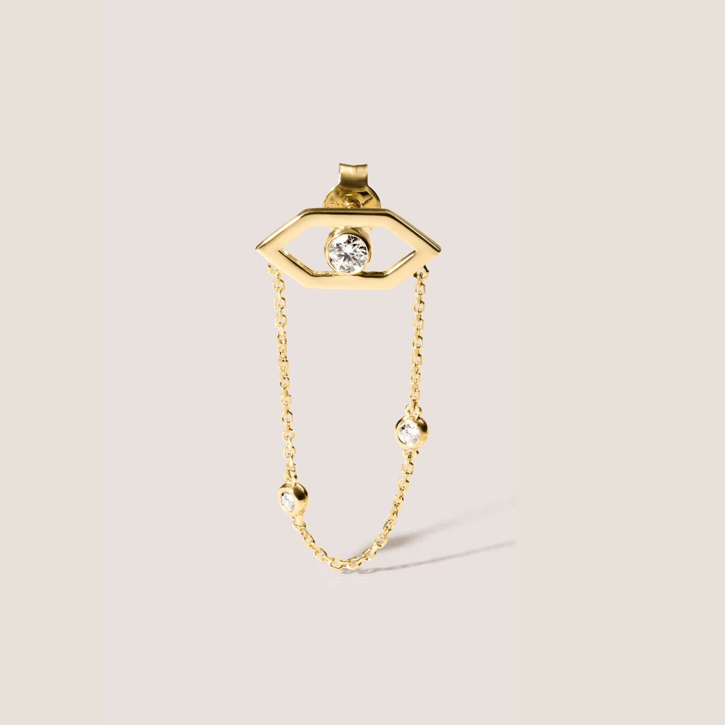 Moderner Evil Eye Ohrstecker aus 18 Karat Gold mit Diamanten
